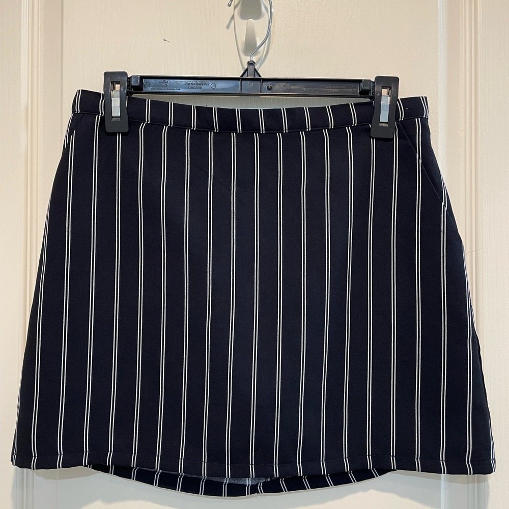 Navy and White Striped Mini Skirt